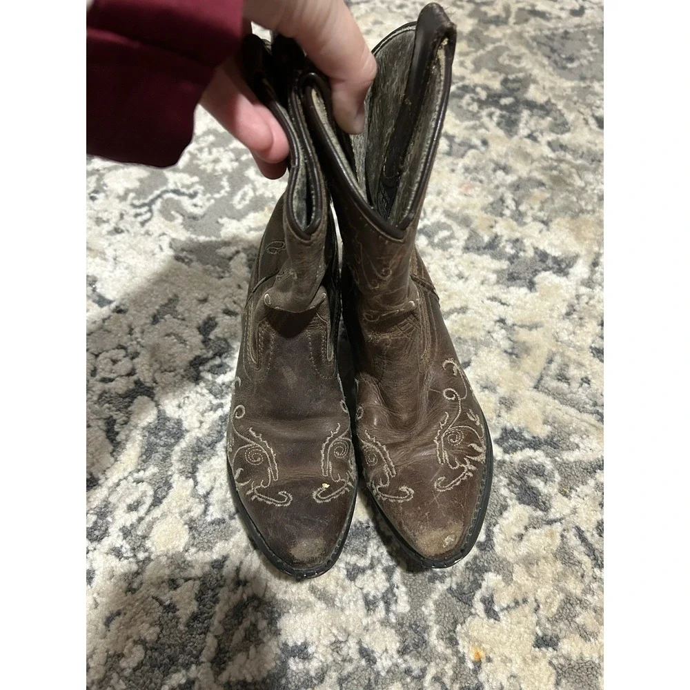 Smokey Mountain Brown Embroidered Western Cowgirl Boots Girls Sz 12